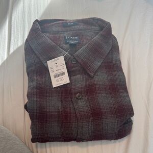 J.Crew Maroon and Gray Flannel Shirt